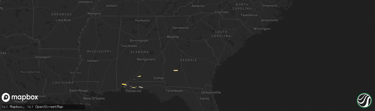 Hail map in Georgia on January 3, 2026