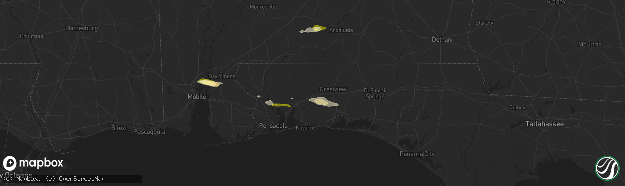 Hail map in Holt, FL on January 3, 2026