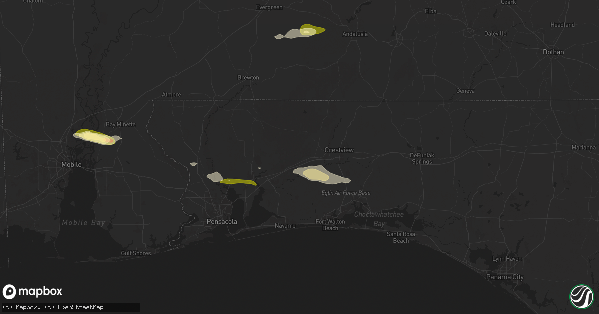 Hail map in Holt, FL on January 3, 2026