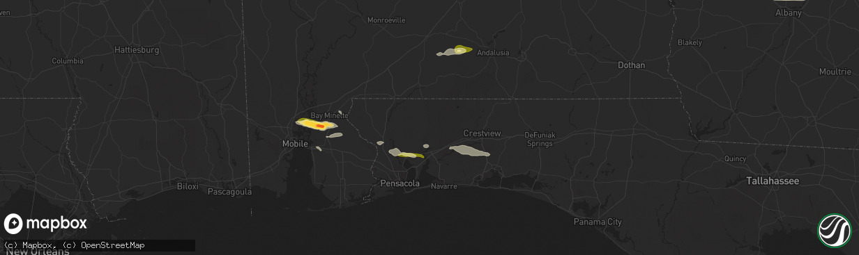 Hail map in Milton, FL on January 3, 2026
