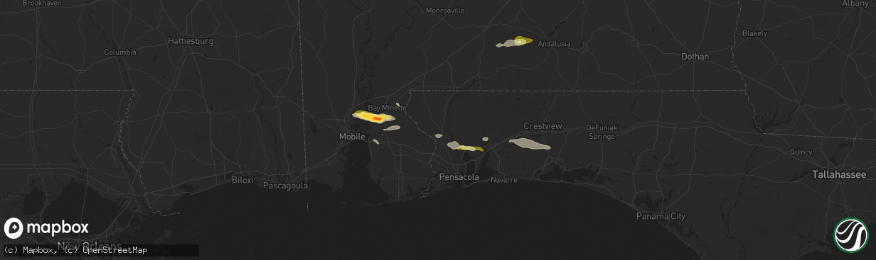 Hail map in Molino, FL on January 3, 2026