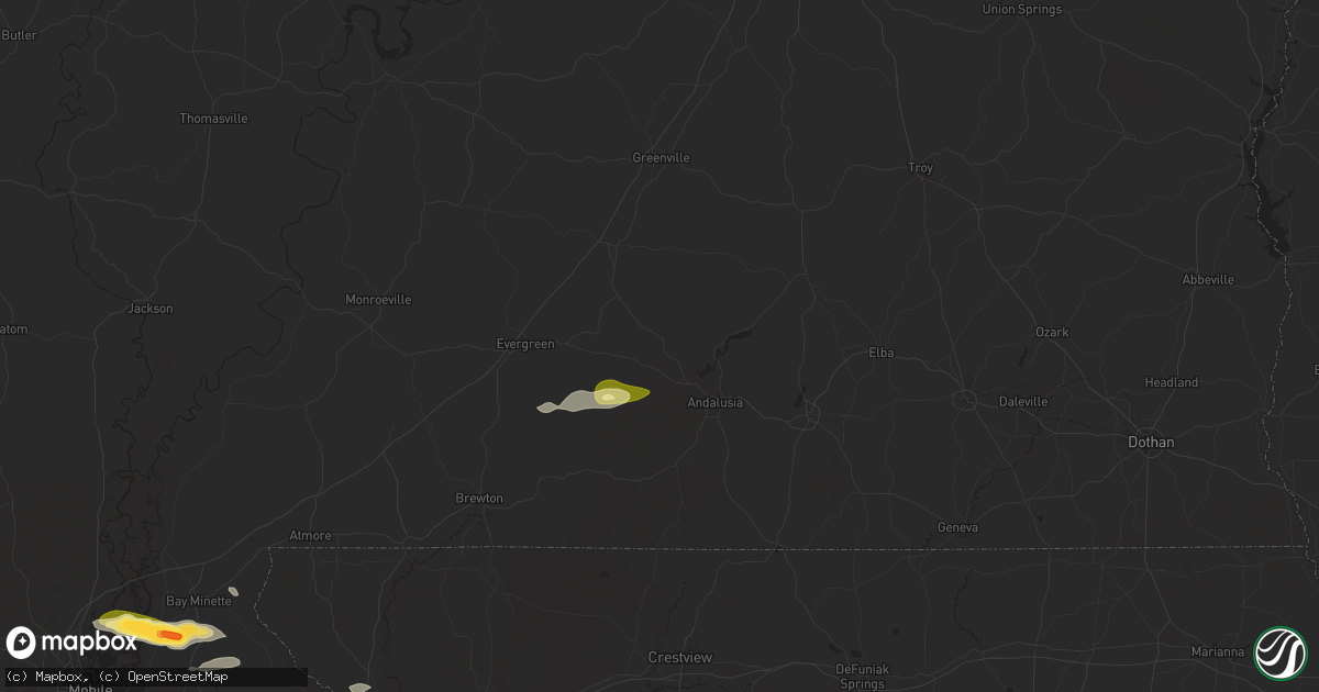 Hail map in Red Level, AL on January 3, 2026