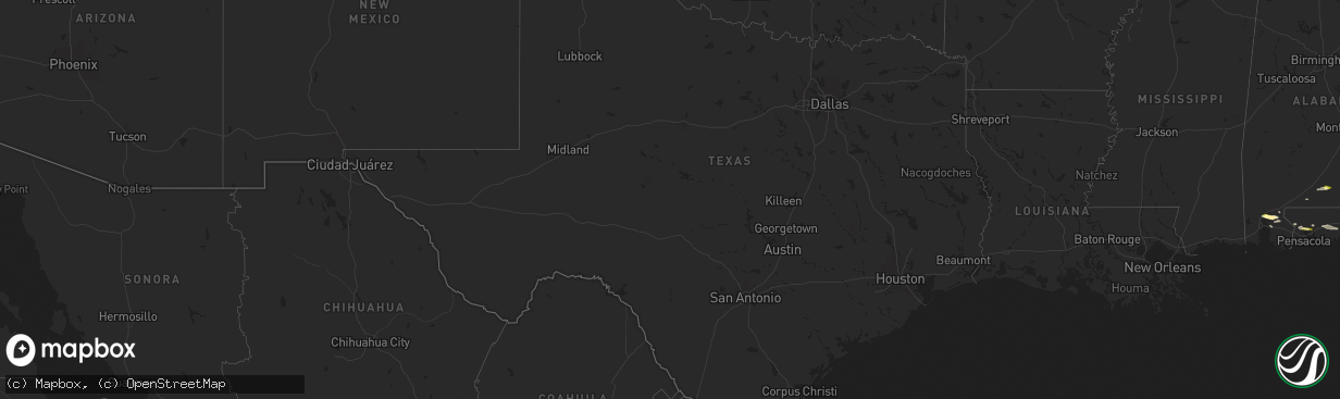 Hail map in Texas on January 3, 2026
