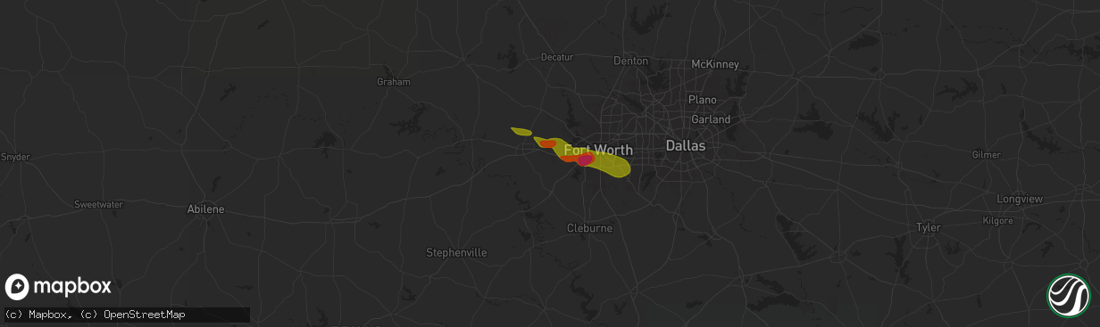 Hail map in Aledo, TX on January 4, 1900