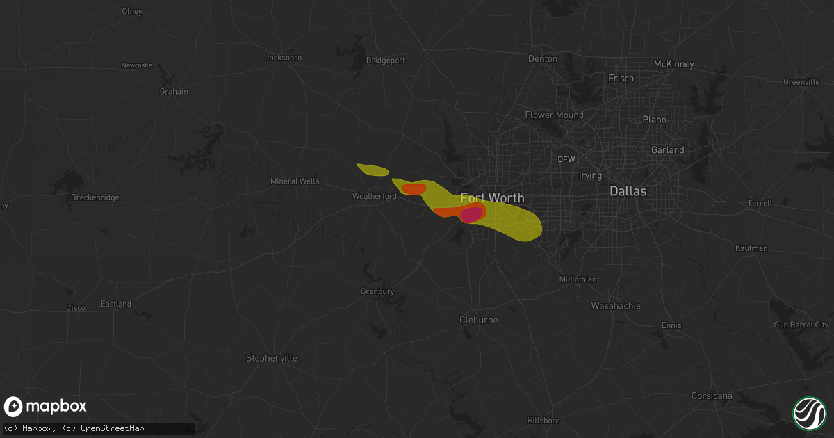 Hail map in Aledo, TX on January 4, 1900
