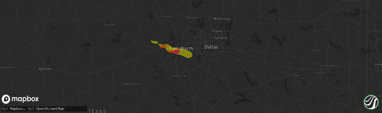 Hail map in Arlington, TX on January 4, 1900