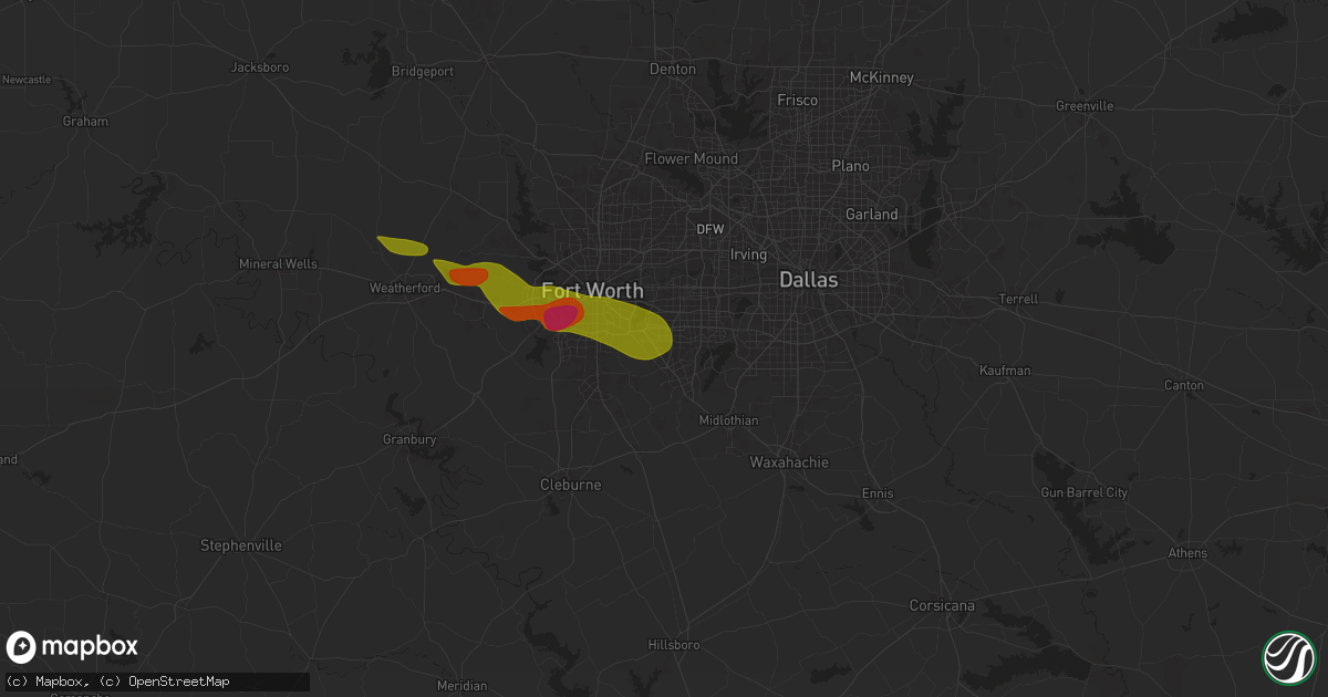 Hail map in Arlington, TX on January 4, 1900