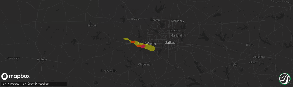 Hail map in Fort Worth, TX on January 4, 1900