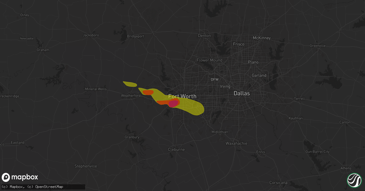Hail map in Fort Worth, TX on January 4, 1900