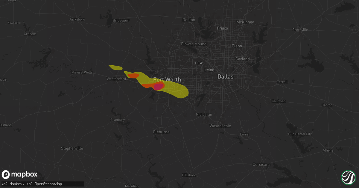 Hail map in Kennedale, TX on January 4, 1900