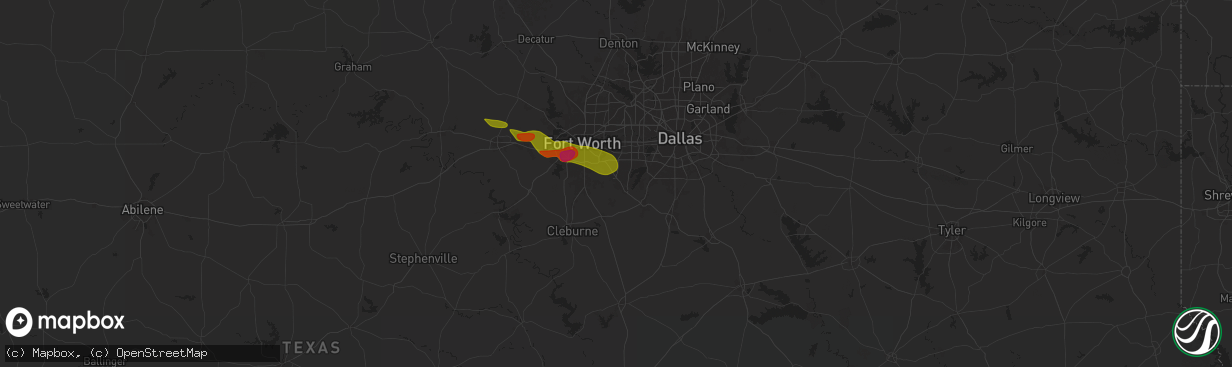 Hail map in Mansfield, TX on January 4, 1900