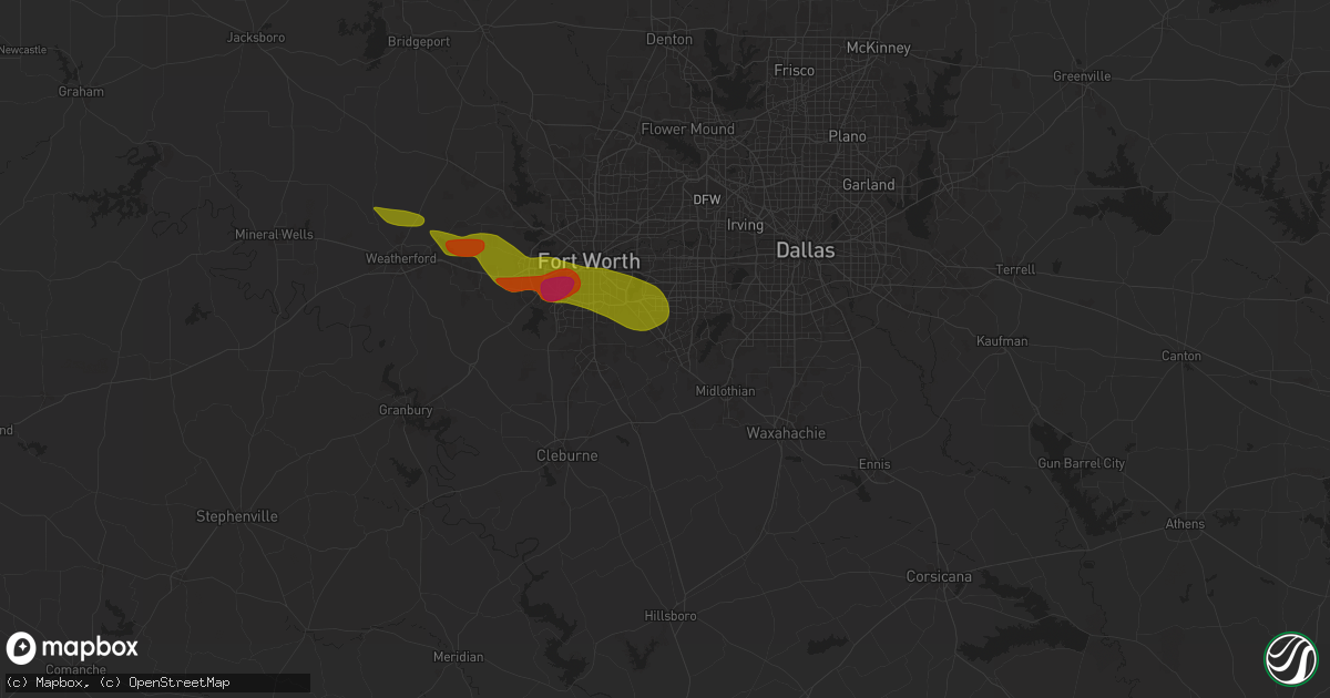 Hail map in Mansfield, TX on January 4, 1900