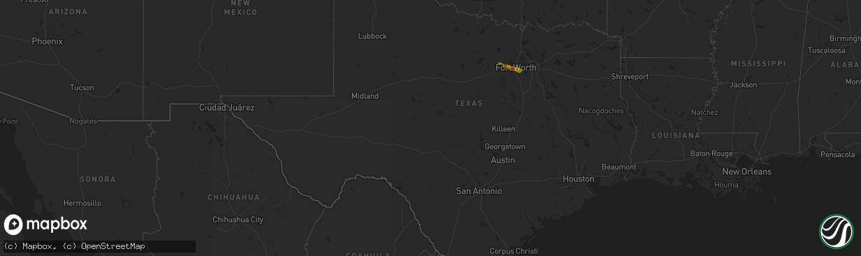 Hail map in Texas on January 4, 1900
