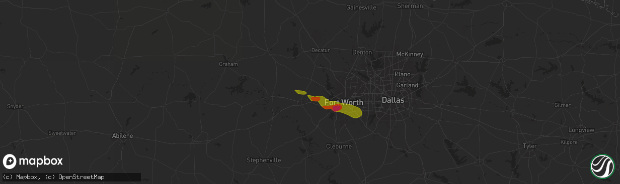 Hail map in Weatherford, TX on January 4, 1900