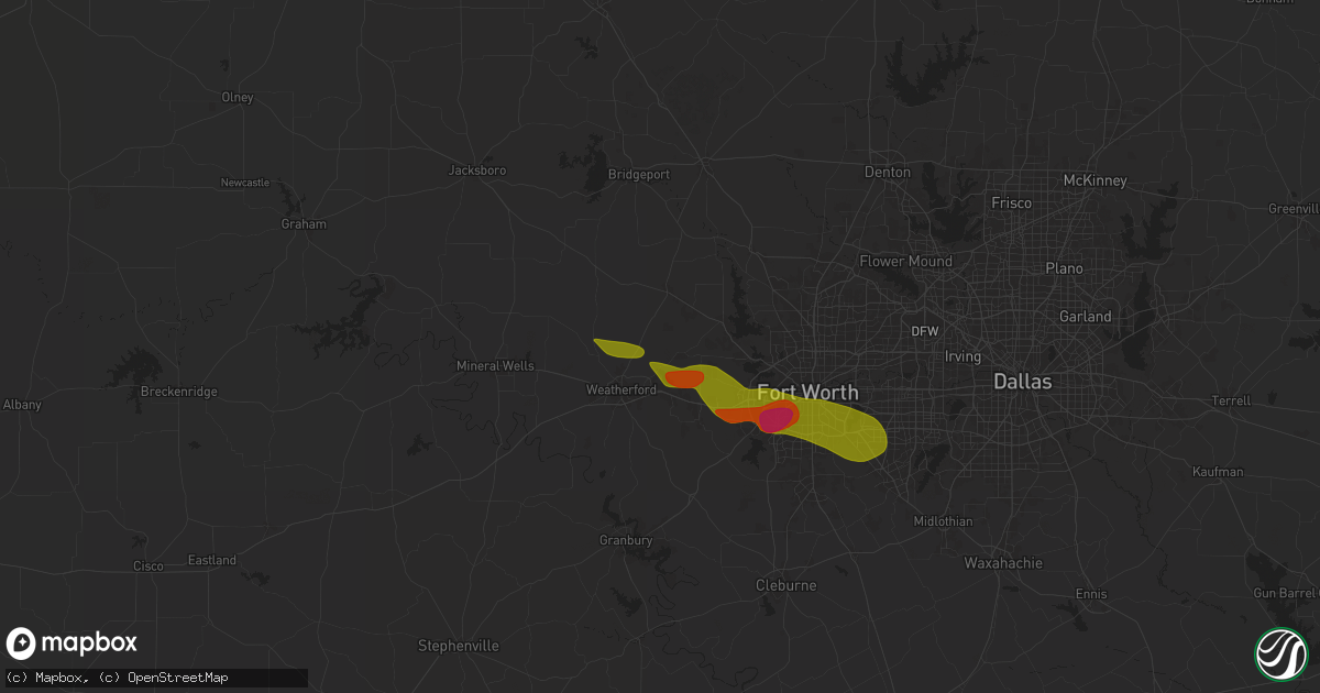 Hail map in Weatherford, TX on January 4, 1900