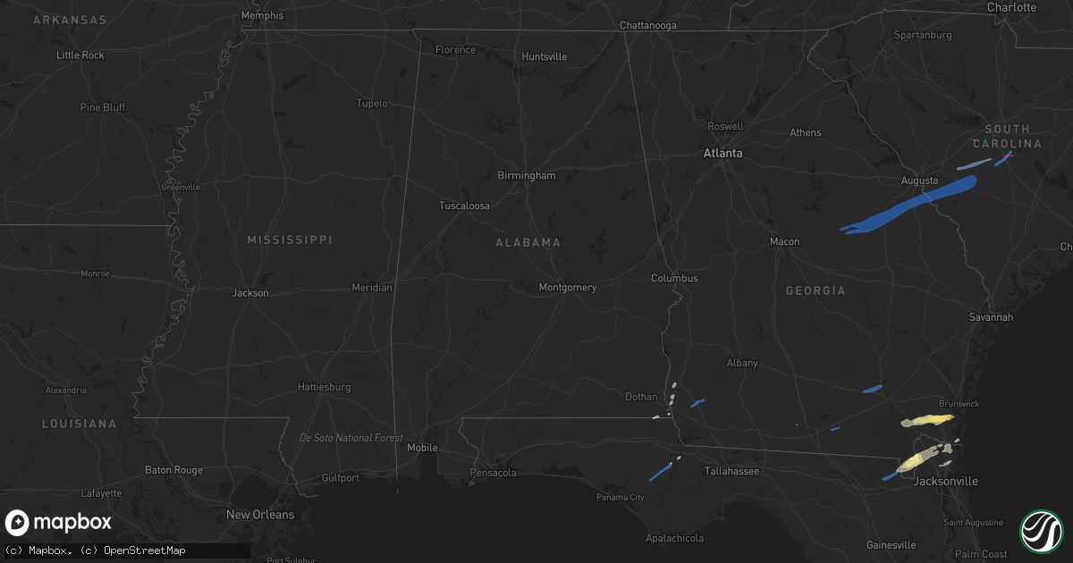 Hail map in Alabama on January 4, 2023