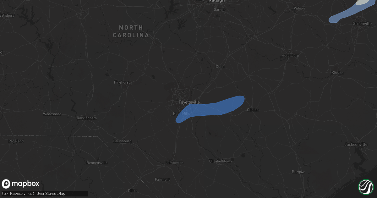 Hail map in Fayetteville, NC on January 4, 2023