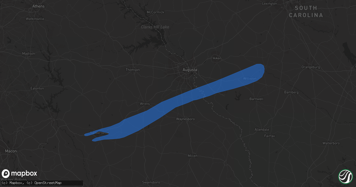 Hail map in Hephzibah, GA on January 4, 2023