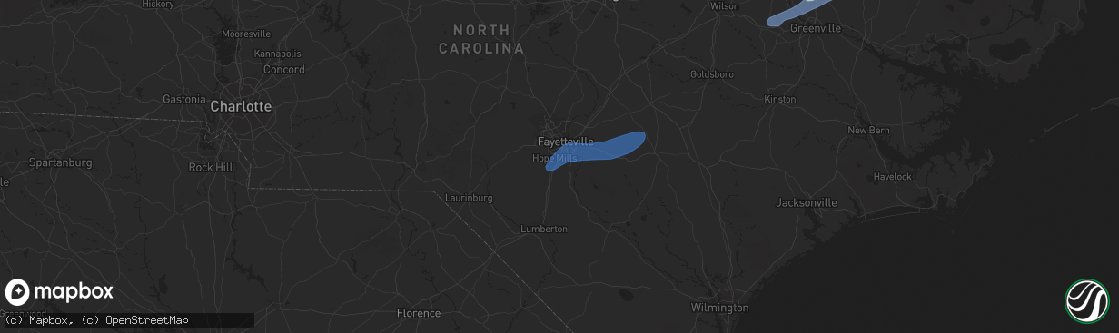 Hail map in Hope Mills, NC on January 4, 2023
