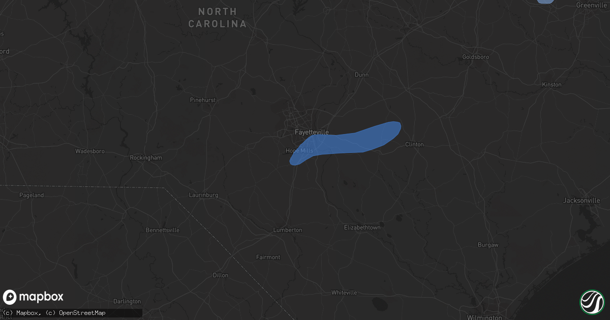 Hail map in Hope Mills, NC on January 4, 2023