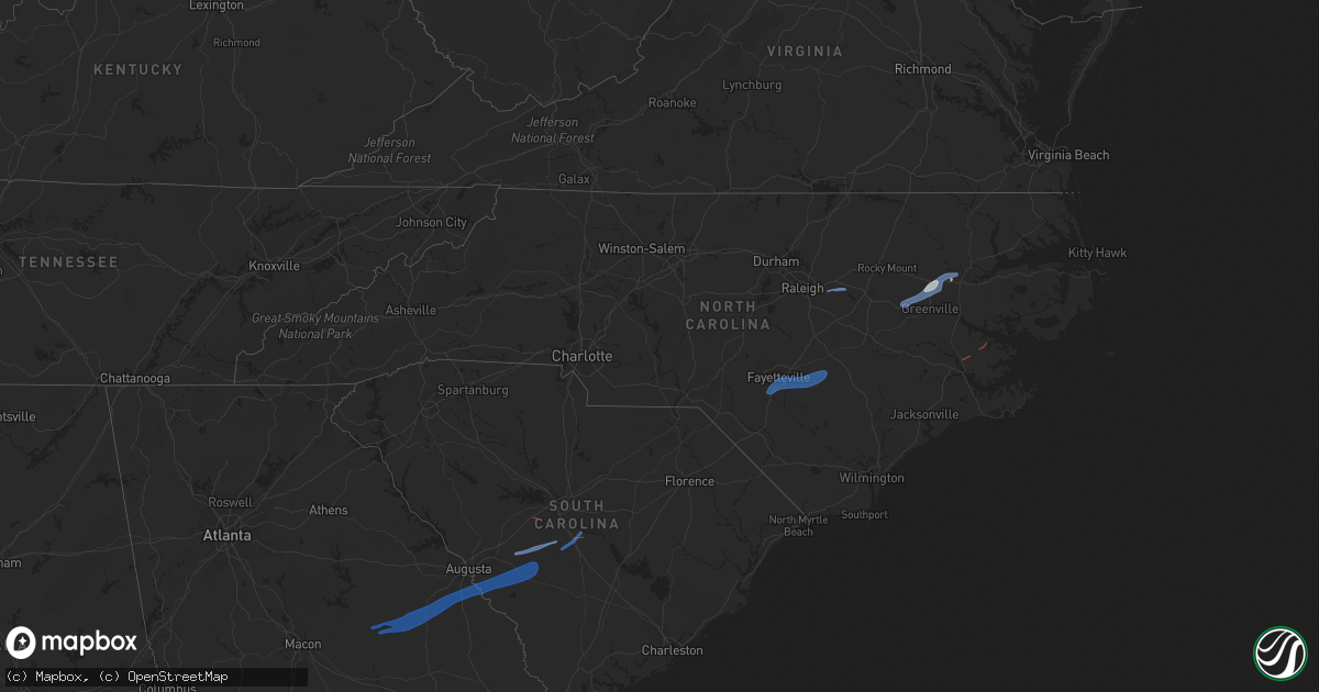 Hail map in North Carolina on January 4, 2023