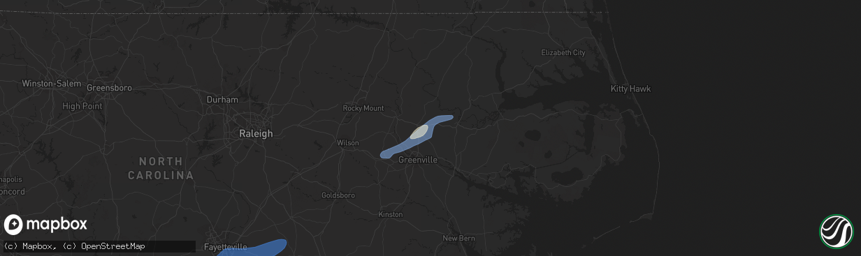 Hail map in Robersonville, NC on January 4, 2023