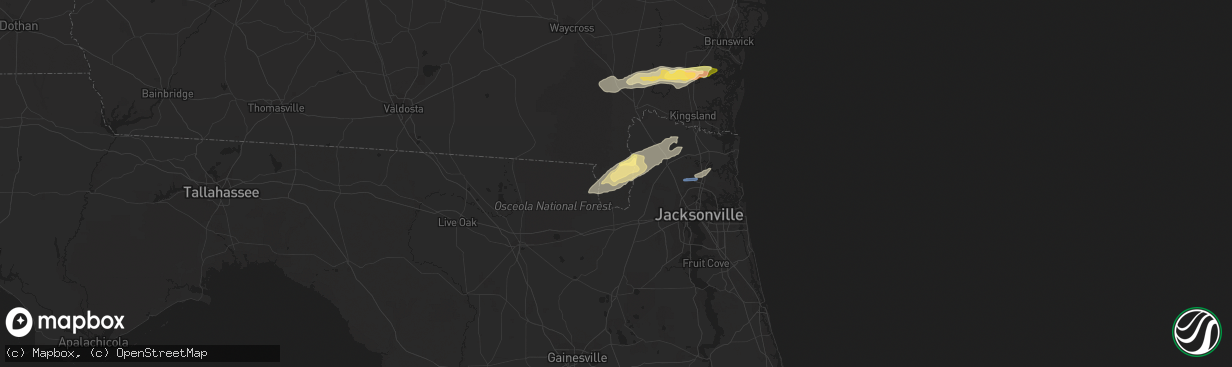 Hail map in Saint George, GA on January 4, 2023