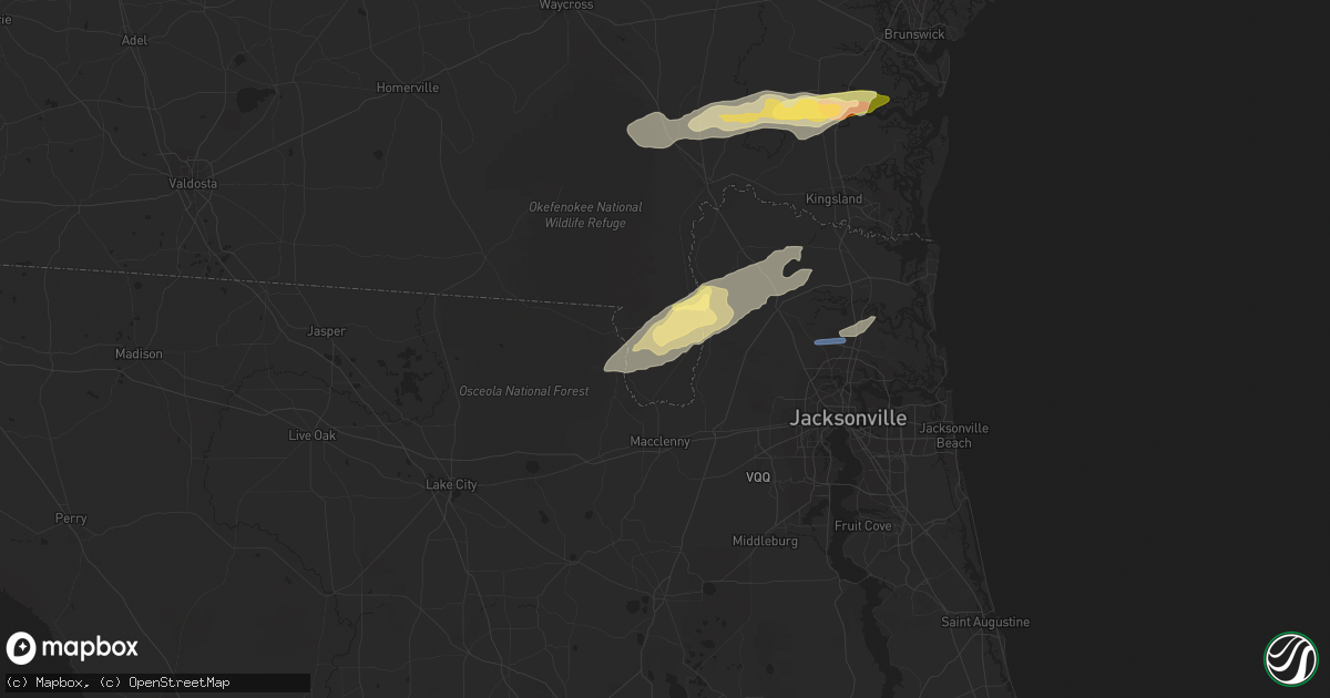 Hail map in Saint George, GA on January 4, 2023