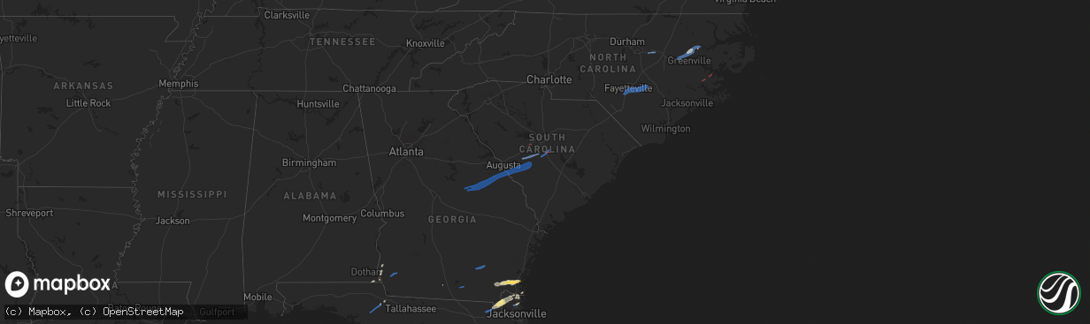Hail map in South Carolina on January 4, 2023