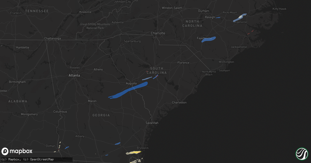 Hail map in South Carolina on January 4, 2023
