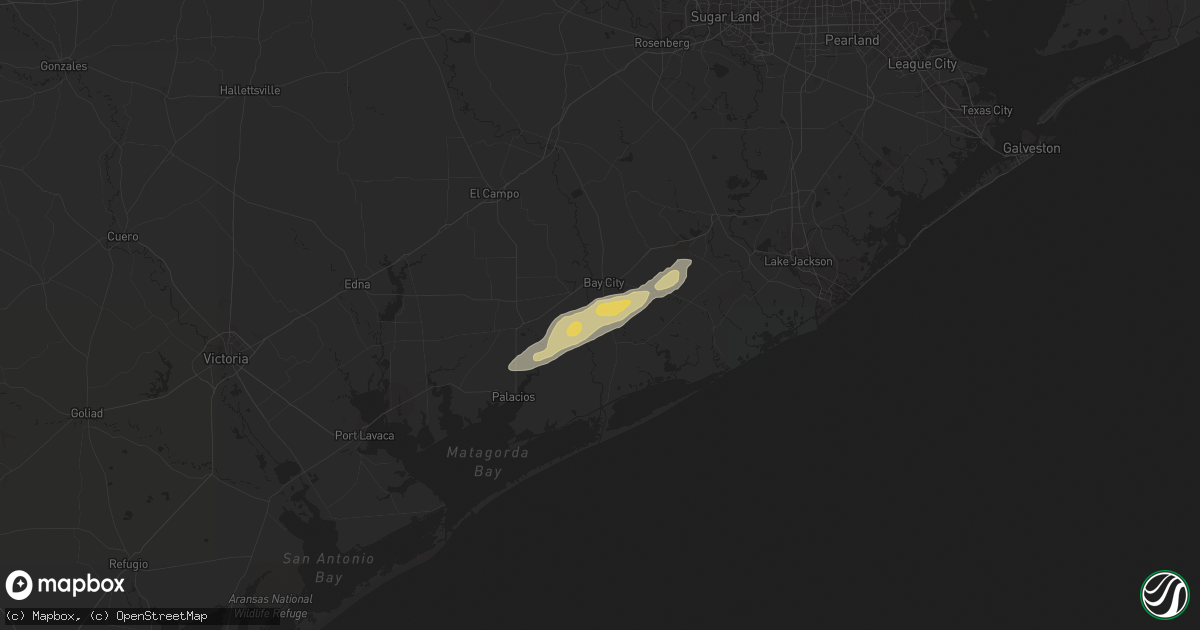 Hail map in Bay City, TX on January 4, 2024