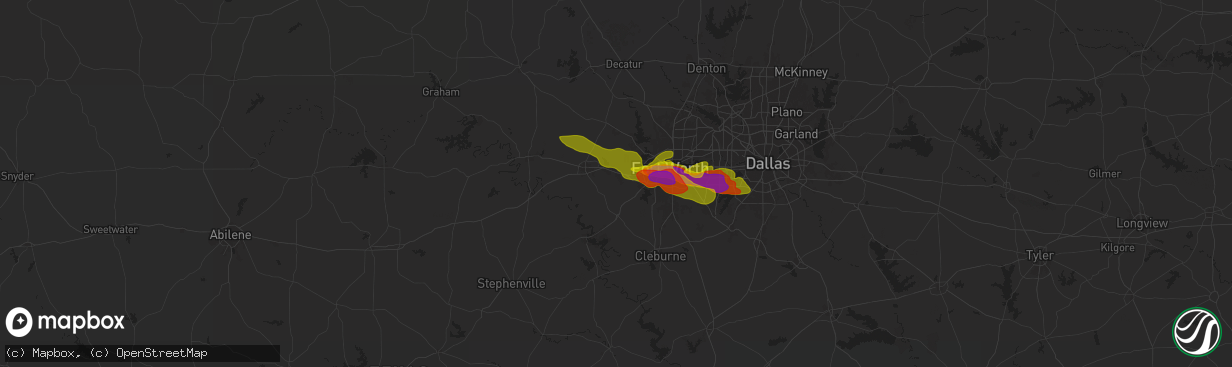 Hail map in Aledo, TX on January 5, 1900