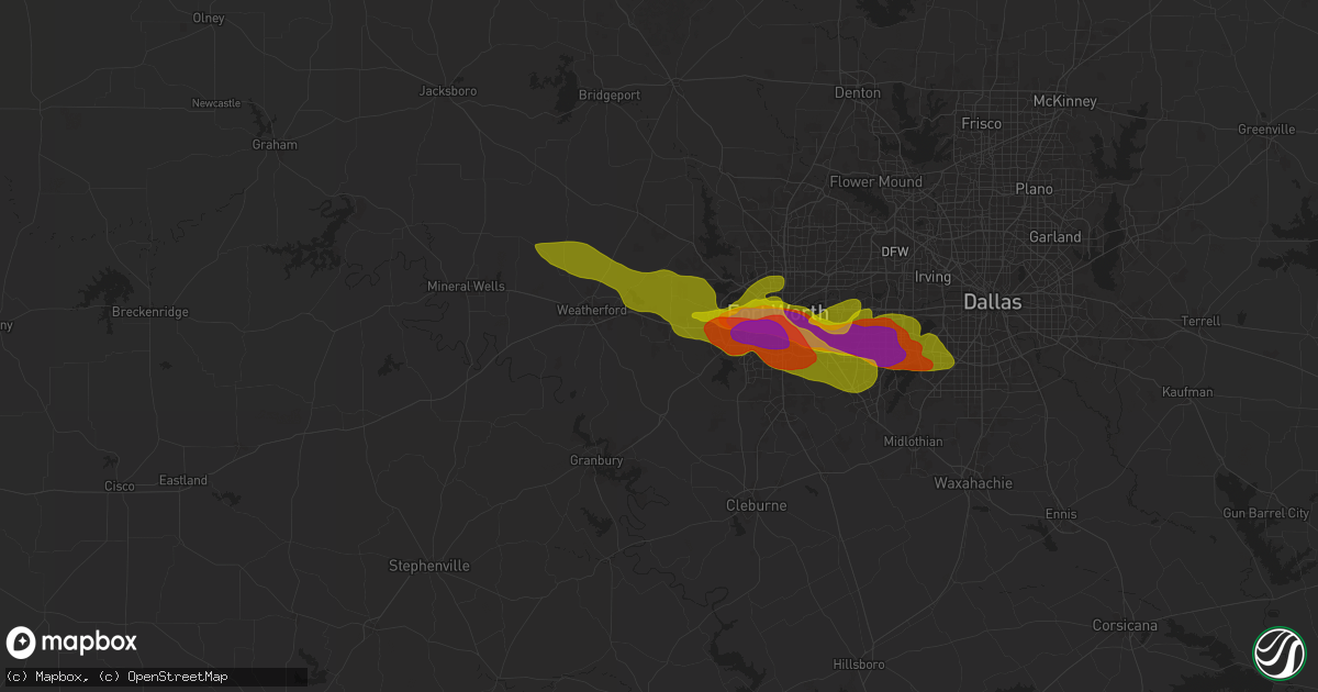 Hail map in Aledo, TX on January 5, 1900