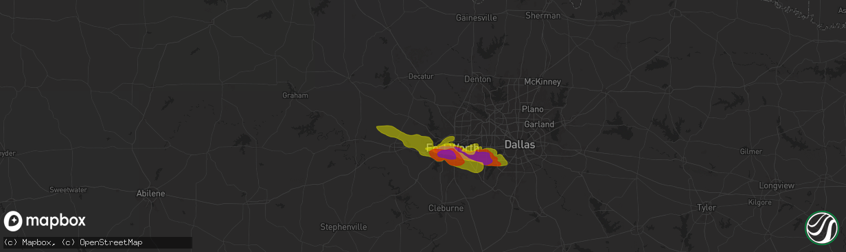 Hail map in Azle, TX on January 5, 1900