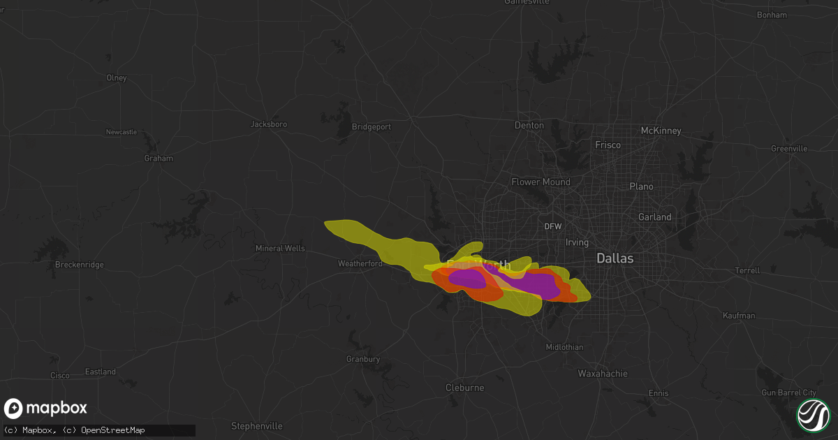 Hail map in Azle, TX on January 5, 1900