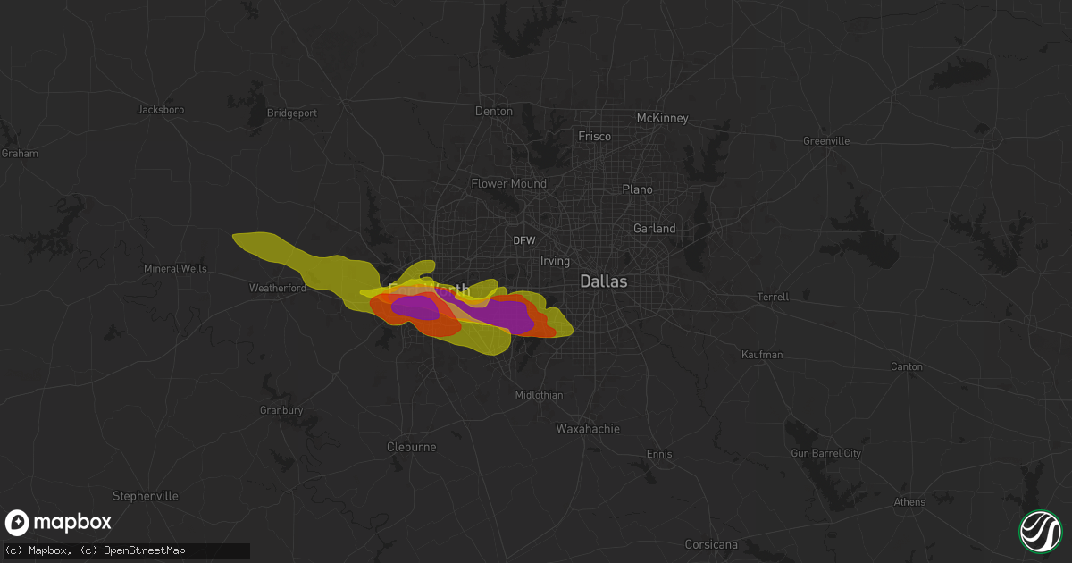 Hail map in Grand Prairie, TX on January 5, 1900