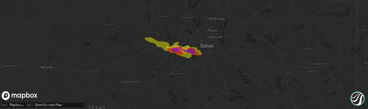 Hail map in Kennedale, TX on January 5, 1900