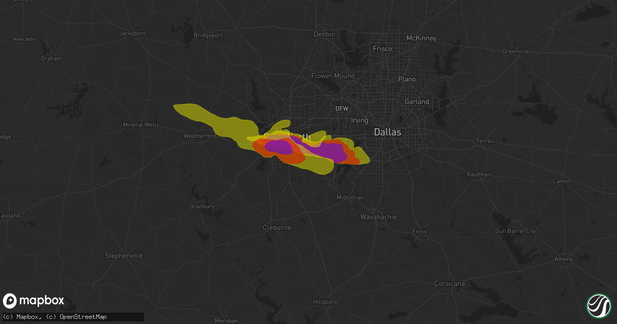 Hail map in Kennedale, TX on January 5, 1900
