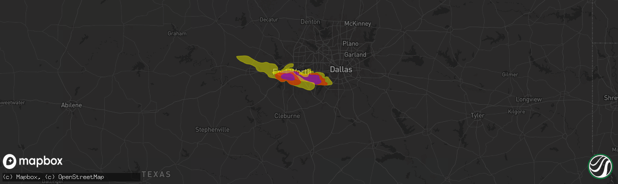 Hail map in Mansfield, TX on January 5, 1900