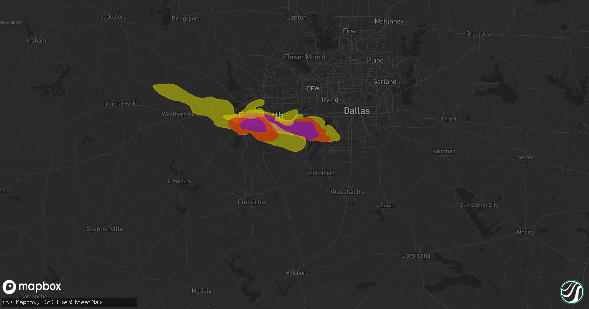 Hail map in Mansfield, TX on January 5, 1900