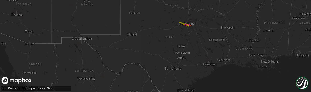 Hail map in Texas on January 5, 1900