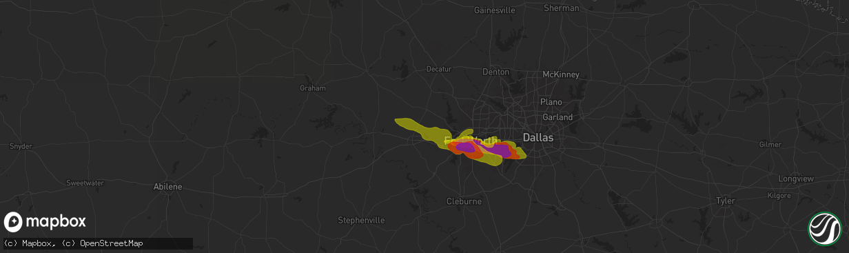 Hail map in Weatherford, TX on January 5, 1900