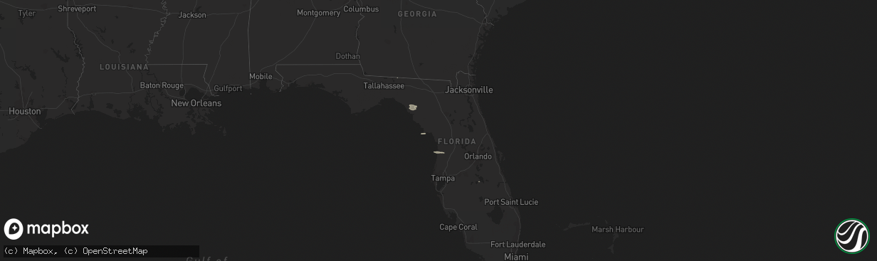 Hail map in Florida on January 5, 2011