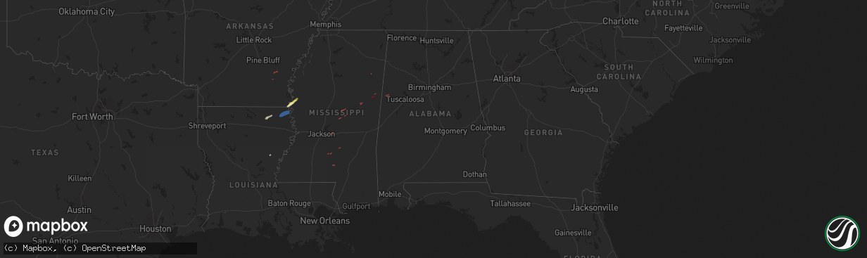 Hail map in Alabama on January 5, 2025