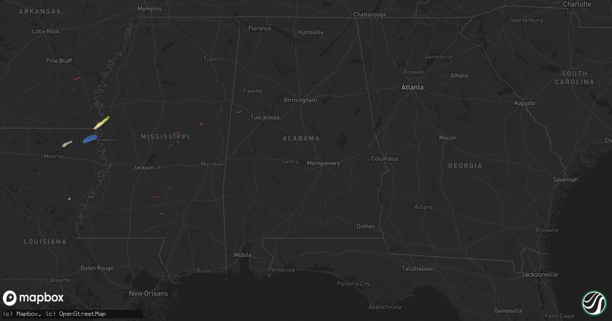Hail map in Alabama on January 5, 2025