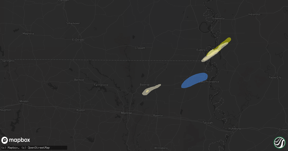 Hail map in Bastrop, LA on January 5, 2025