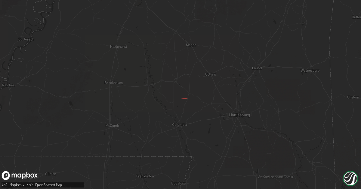 Hail map in Carson, MS on January 5, 2025