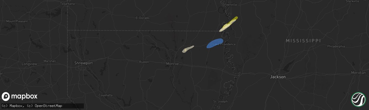 Hail map in Collinston, LA on January 5, 2025