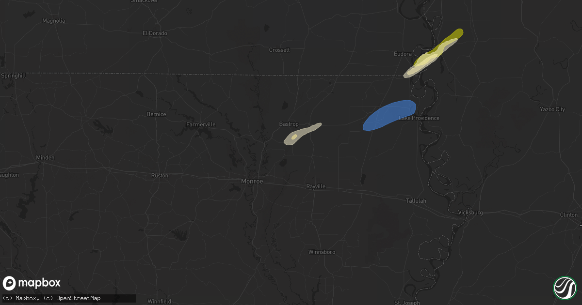 Hail map in Collinston, LA on January 5, 2025