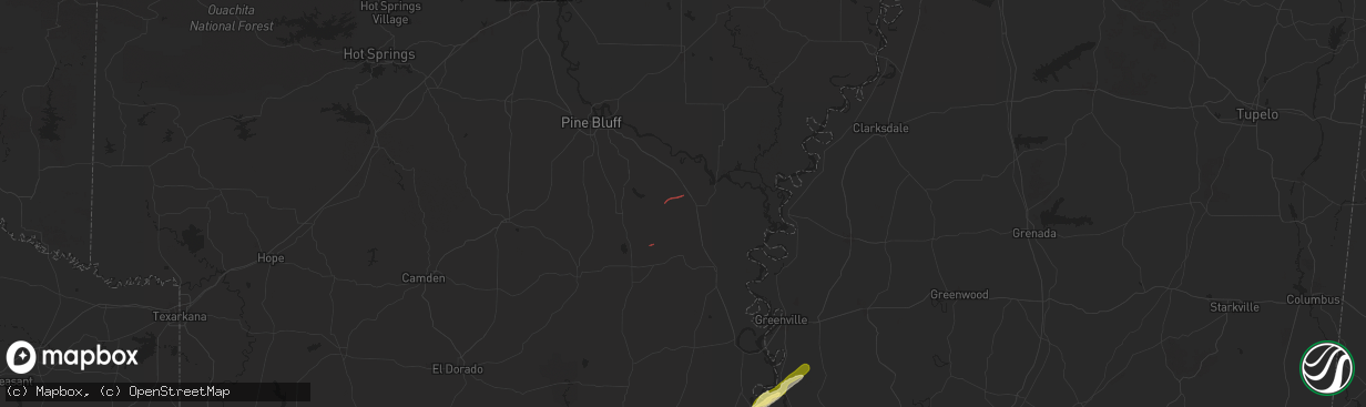 Hail map in Dumas, AR on January 5, 2025